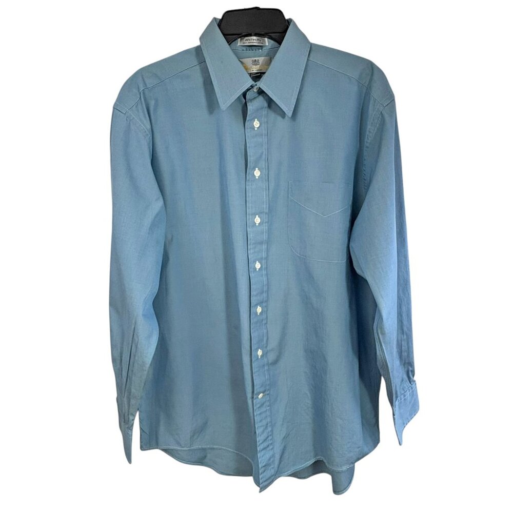 Aquascutum of London Blue 80s Two Ply Cotton Button Down Shirt